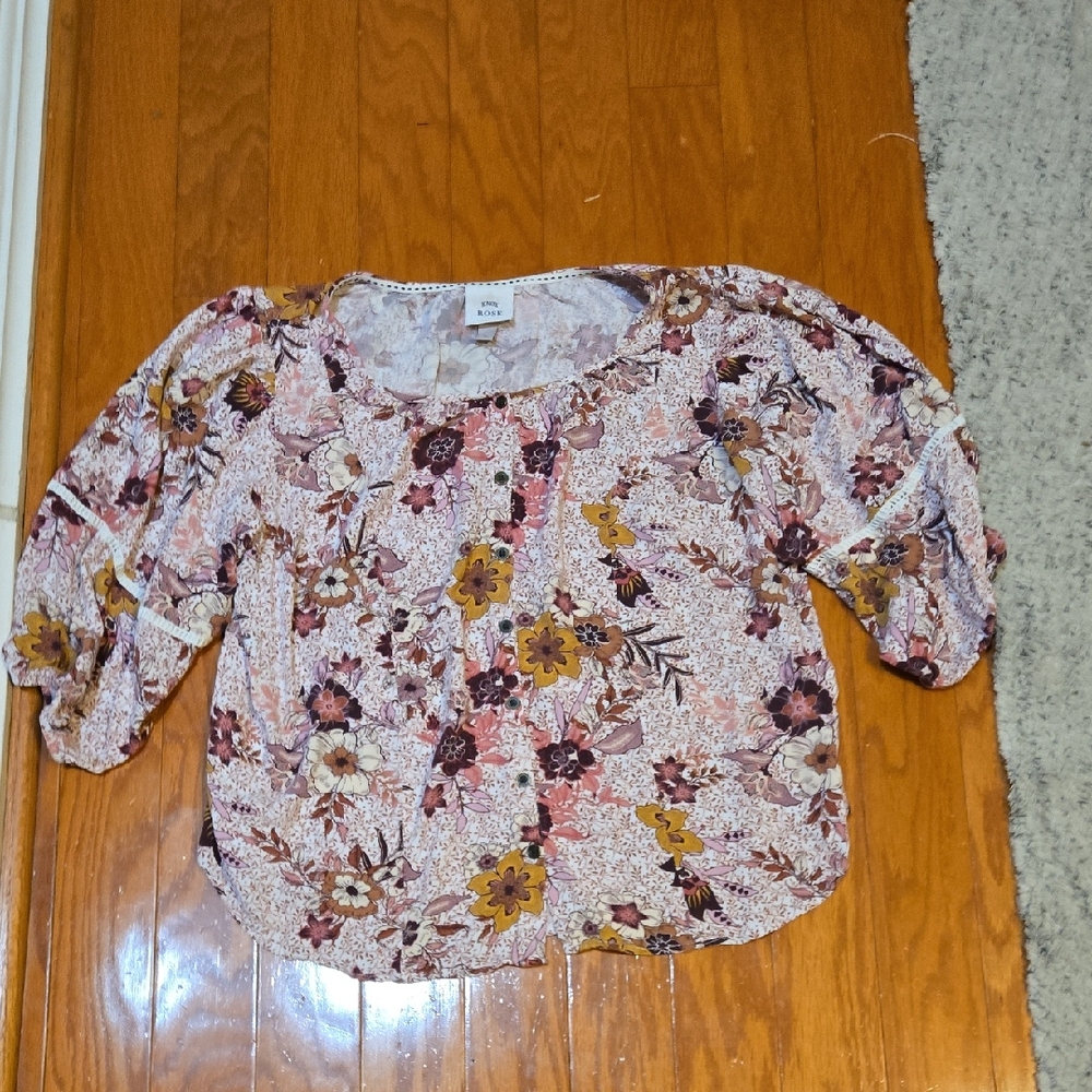 Knox Rose Floral Blouse Dusty Rose/ Pink Size Large